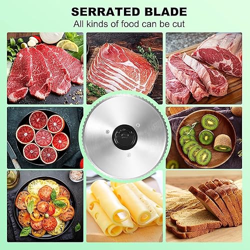 OSTBA Meat Slicer Machine, Two 6.7” Removable Stainless Steel Blades and Food Carriage, 150W Electric Deli Food Slicer for Home Use, Easy to Clean, 0-15mm Adjustable Thickness for Meat, Cheese, Bread - Image 5