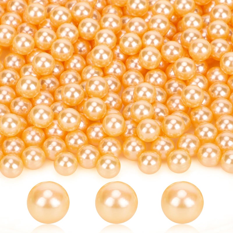 SUREAM 1300Pcs Pearls for Makeup Brush Holder, 8mm/0.31Inch Round Beads for Cosmetic Pencil Storage, Vase Filler for Wedding Centerpiece, Birthday Party, Table Scatter, Home Decoration(Gold, No Hole) - Image 1