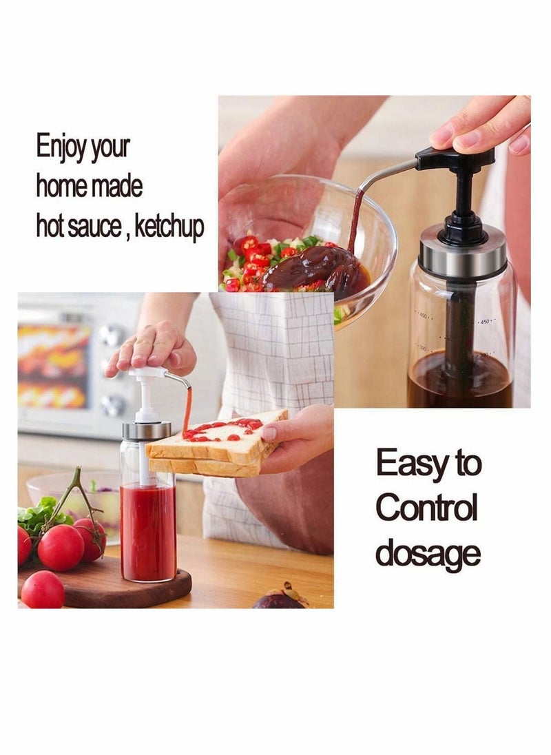 Y&D Glass Squeeze Bottles, No Drip,Condiment Bottle for Ketchup Salad Dressing Honey Oil Presser,Sticky Sauce Kitchen and BBQ,17 OZ, 2 Pack  - Image 3
