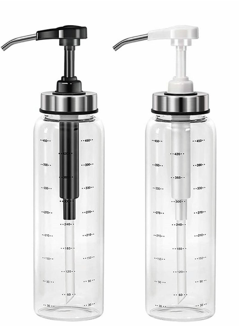 Y&D Glass Squeeze Bottles, No Drip,Condiment Bottle for Ketchup Salad Dressing Honey Oil Presser,Sticky Sauce Kitchen and BBQ,17 OZ, 2 Pack  - Image 1