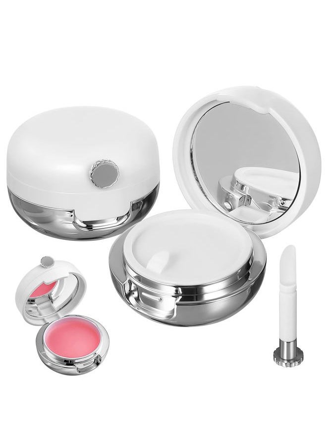Beaupretty 2 Pieces Plastic Lips Balm Jars Empty Lip Mask Holder Box with Silicone Lip Brush Mirror Refillable Lipstick Pot for Home Travel  - Image 1