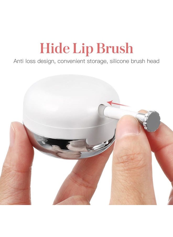 Beaupretty 2 Pieces Plastic Lips Balm Jars Empty Lip Mask Holder Box with Silicone Lip Brush Mirror Refillable Lipstick Pot for Home Travel  - Image 3