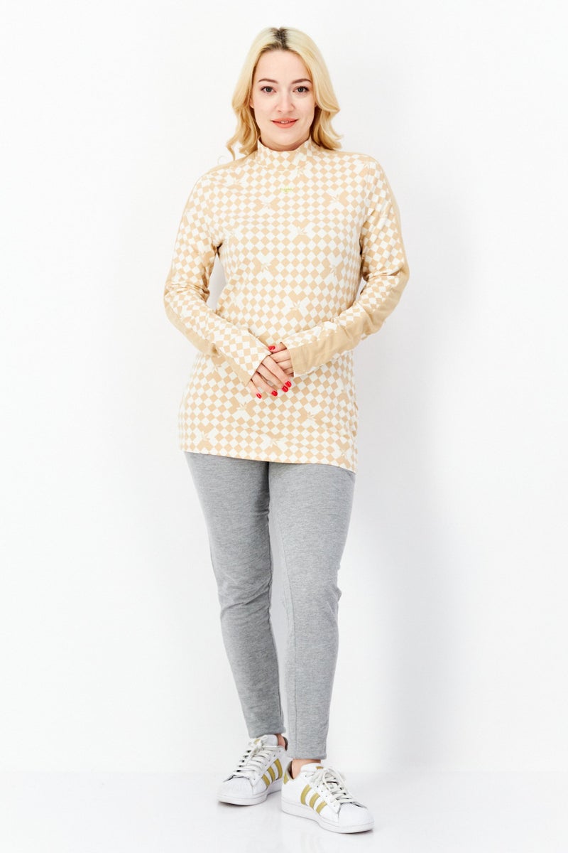 adidas Originals Women Sportswear Fit Training Printed Sweatshirt, Beige  - Image 3