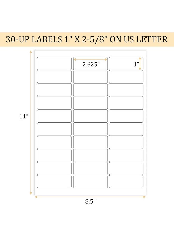 FungLam - 1" X 2-5/8" Shipping Address Labels 900 Label Stickers Paper For Laser/Inkjet Printer 30 Per Page Printable Mailing Labels (30 Sheets, 900 Labels) - Image 1