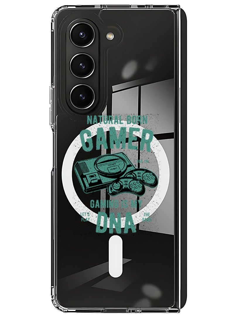 Theodor Magnetic Case for Samsung Galaxy Z Fold 5 Compatible with MagSafe Wireless Charging, Shockproof Phone Bumper Cover Natural born gamer - Image 1