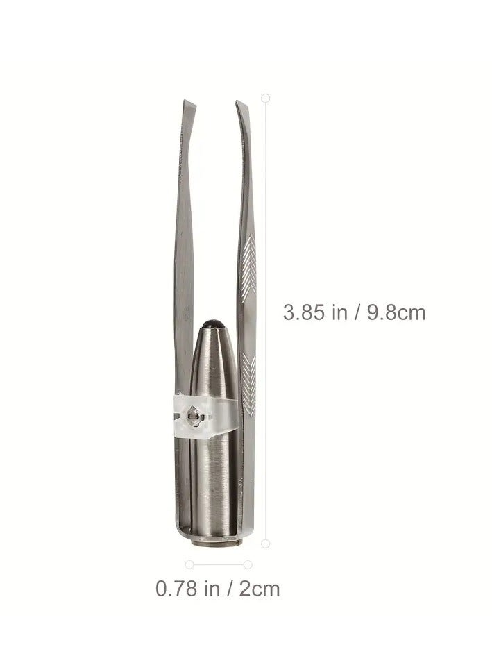 يوكانبي ملقط LED احترافي 1 قطعة - فولاذ مقاوم للصدأ عالي الدقة، تصميم مريح لتطبيق مكياج مثالي، مثالي لتنسيق الحواجب وإزالة الشعر - Image 2