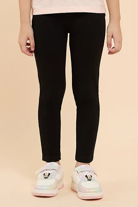 R&B Solid Skinny Fit Pants with Elastic Waist