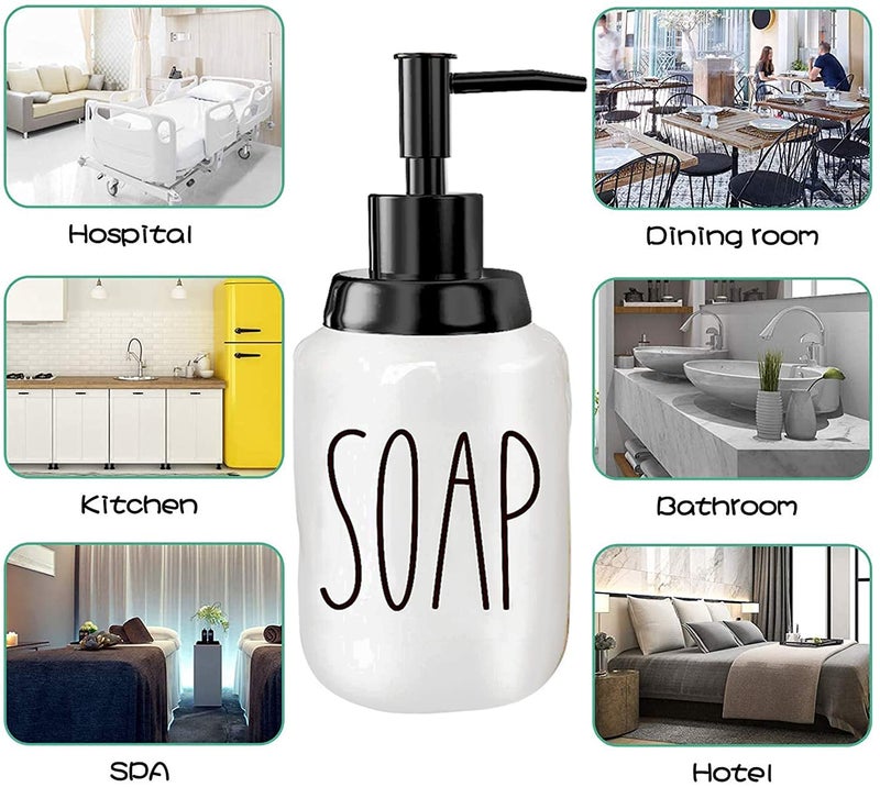 Gails Willing Soap Dispenser and Dish Sponge Holder Caddy Set for Sink, Modern Farmhouse Style Decor, Ceramics Counter Organizer, Off White(SOAP & Sponge) - Image 2