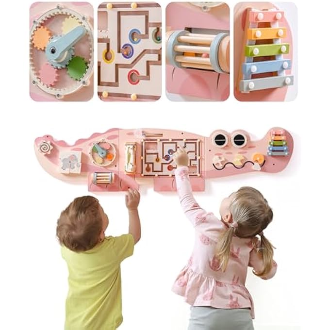 WALL ELEMENT - CROCODILE ACTIVITY BOARD - WOODEN BOARD - FUN JUNGLE ADVENTURE - MULTI - INTERACTIVE TOY - SHAPE SORTER - DREHMAZE - EDUCATIONAL MONTESSORI - TOY FOR CHILDREN - Image 1