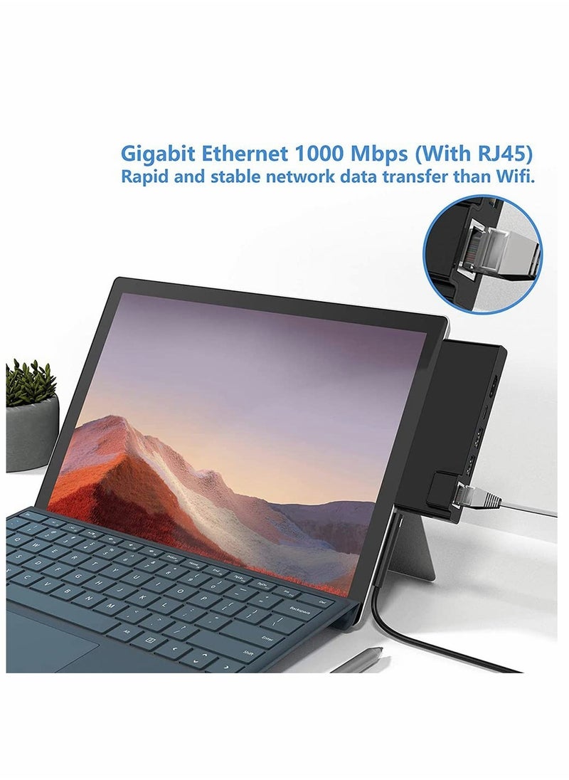 Generic - Multi-Port Hub Docking Station for Microsoft Surface Pro 7 - HDMI, 1000M Ethernet, USB-C PD Charging, 2 USB 3.0, SD/TF Card Reader - Image 1