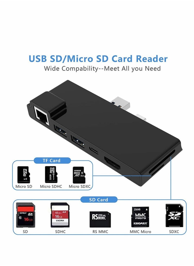 Generic - Multi-Port Hub Docking Station for Microsoft Surface Pro 7 - HDMI, 1000M Ethernet, USB-C PD Charging, 2 USB 3.0, SD/TF Card Reader - Image 1