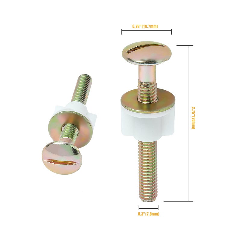 A.I.FORCE 2Pcs Toilet Seat Screws, Steel Toilet Seat Hinge Bolts and Nuts, Heavy Duty Toilet Seat Fastener with Plastic Nuts and Metal Washers, Toilet Hardware Replacement for Top Mount Toilet Seat Hinges - Image 3