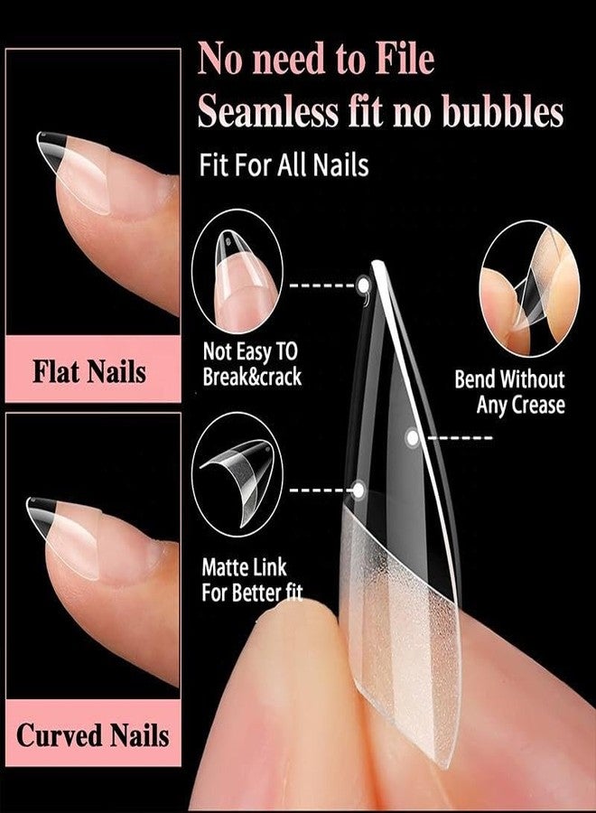 QUEENFINGER 600PCS Short Naill Tips Half Cover: Soft Gel Clear Naill Tips with Handles for Acrylic Naill Salon with Box 12 Sizes (CLEAR) - Image 3