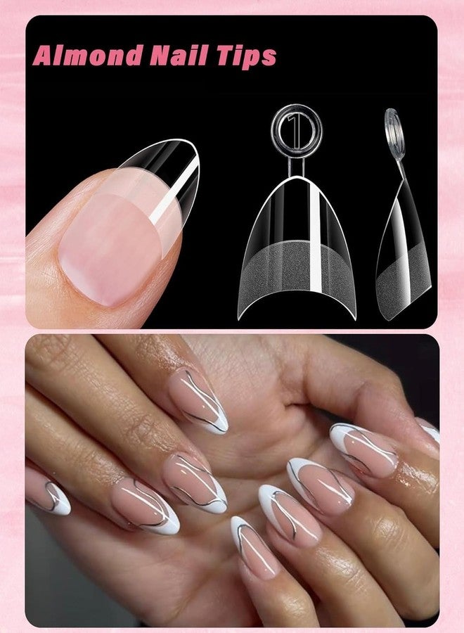 QUEENFINGER 600PCS Short Naill Tips Half Cover: Soft Gel Clear Naill Tips with Handles for Acrylic Naill Salon with Box 12 Sizes (CLEAR) - Image 2
