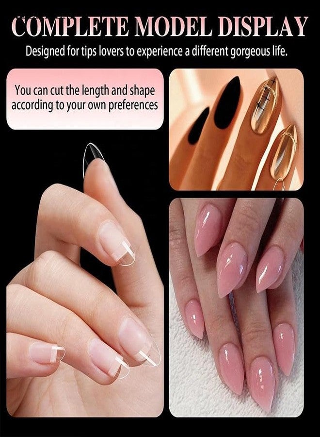 QUEENFINGER 600PCS Short Naill Tips Half Cover: Soft Gel Clear Naill Tips with Handles for Acrylic Naill Salon with Box 12 Sizes (CLEAR) - Image 4