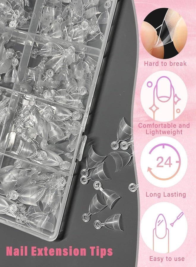 QUEENFINGER 600PCS Short Naill Tips Half Cover: Soft Gel Clear Naill Tips with Handles for Acrylic Naill Salon with Box 12 Sizes (CLEAR) - Image 5