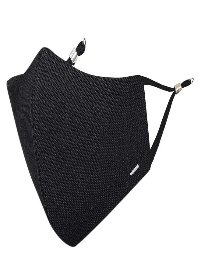 MASQ By Q-One Unisex_Dash Black And White 4 Layer, Anti-Pollution Reusable, with Ear Adjusters, Anti-Bacterial (BFE>99%) Cotton Cloth Face Mask for Men, & Women (Pack of 2) - Image 2