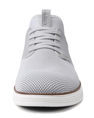 VILOCY Mens Slip On Casual Dress Shoes Hands Free Laceless Fashion Sneakers Comfortable Mesh Tennis Walking Shoes Light Grey,EU43 - Image 5