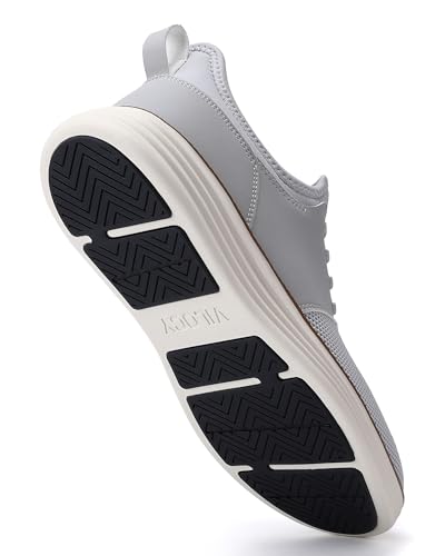 VILOCY Mens Slip On Casual Dress Shoes Hands Free Laceless Fashion Sneakers Comfortable Mesh Tennis Walking Shoes Light Grey,EU43 - Image 2