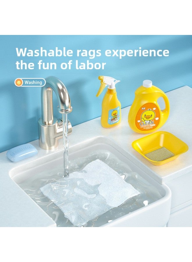 Children's Simulation Cleaning Cleaning Tools Suit Boys And Girls Sanitary Sweeping Mini Mop Play House Toys Wholesale-Color:13 Sets Of Duckbill Cleaning Tools +20 Cards Including Cart (yellow) 1.92kg - Image 5