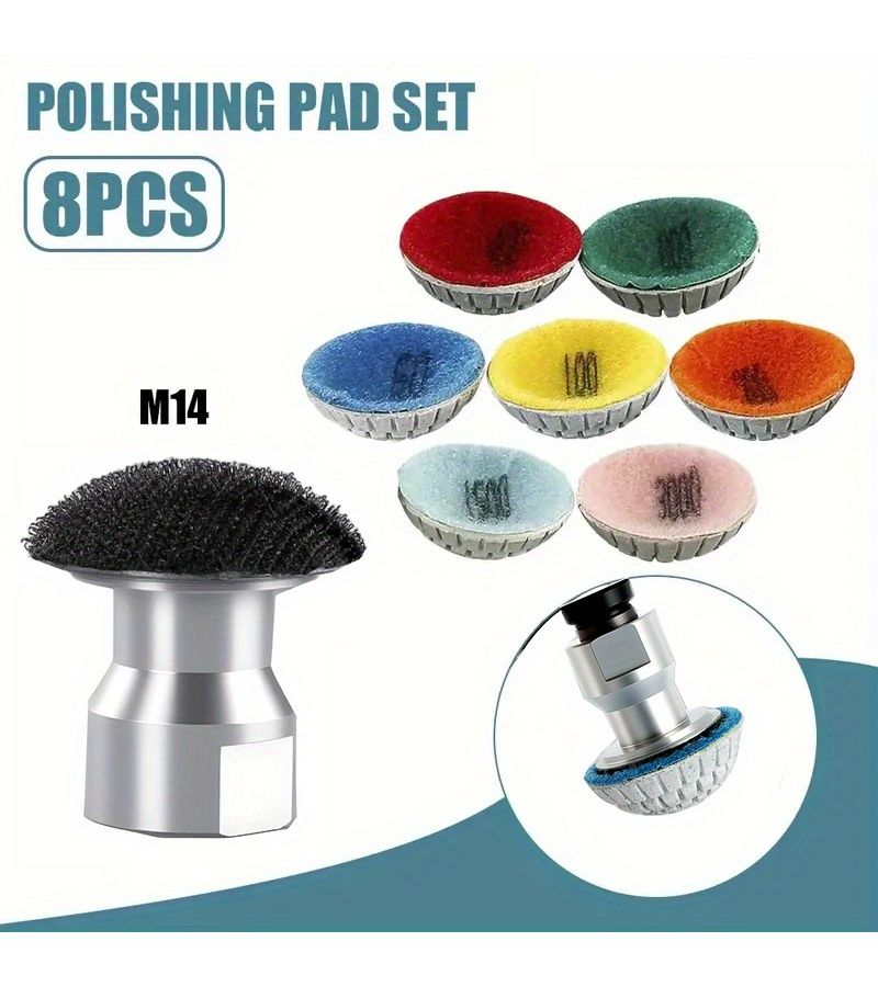 8pcs Diamond Polishing Pads 2 Inch Wet Dry M14 Adapter Stone Concrete Marble Quartz Bowl Grinding - Image 1