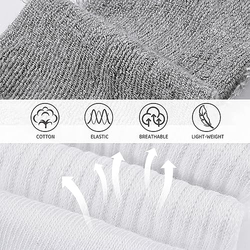 BOOPH Kids Athletic Crew Socks Boys Girls Performance Breathable Half Cushioned Socks Thick Cotton Calf Sockss for Running Soccer 6 Pairs 10-14Y White with Grey Bottom - Image 3