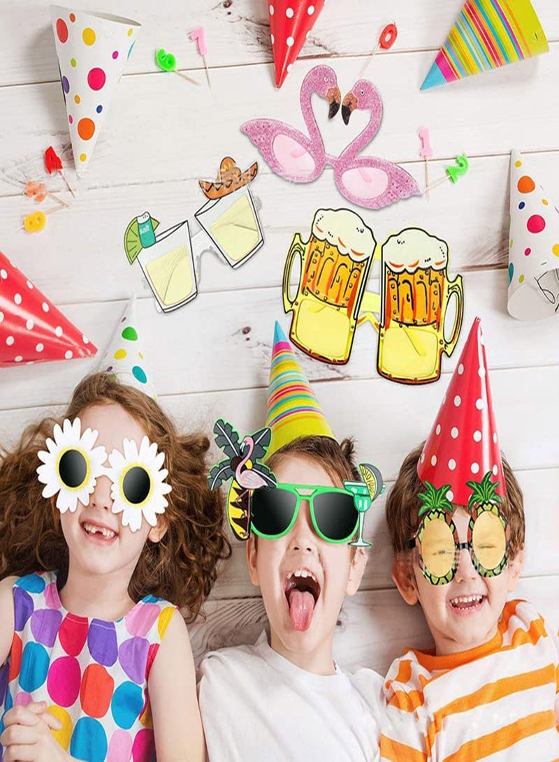 SYOSI نظارات حفلة لواؤ، 9 أزواج من النظارات هاواي المضحكة، نظارات هاواي لزينة حفلات صيفية على الشاطئ وحمامات السباحة، هدايا لحفلة ذات طابع الشاطئ، أدوات تصوير ذات طابع الشاطئ للبالغين والأطفال - Image 2