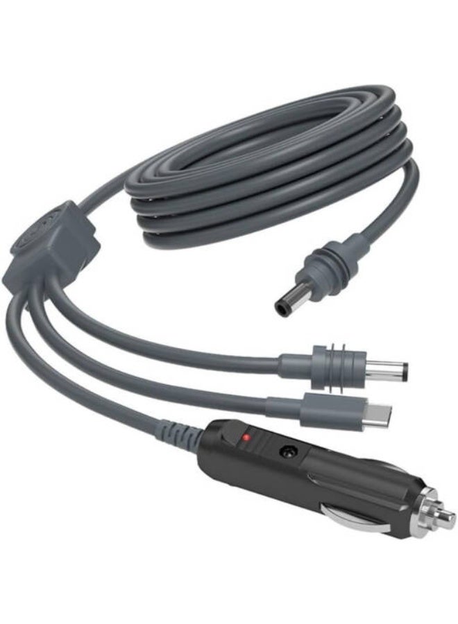 Terabyte 3 In 1 DC Power Cable For Starlink Mini, 100W+ USB C, Cigarette Lighter Plug/DC, Car Charger Power, Multifunctional Waterproof Cable, 3M, Gray - Image 1