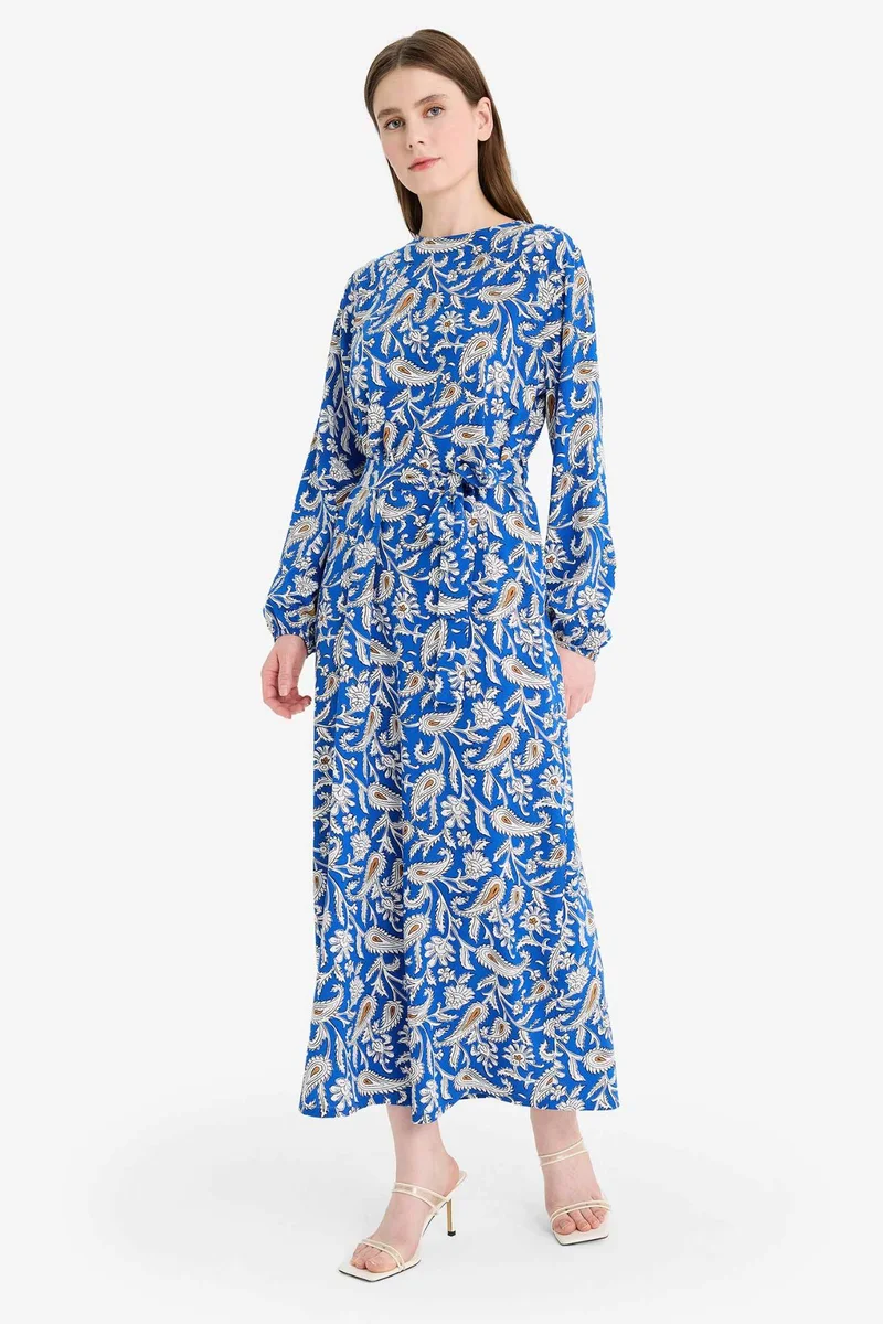 ديفاكتو Regular Fit Crew Neck Printed Dress