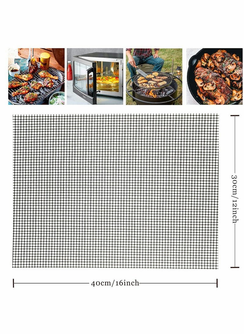 Excefore BBQ Grill Mesh Mat Non Stick Cooking Mats Heavy Duty Reusable Grilling mats Easy to Clean Works on Gas Charcoal Pellet Grill for Grilled Vegetables Electric Barbecue Set of 5 - Image 2