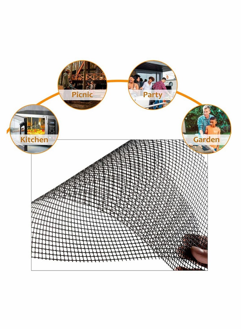 Excefore BBQ Grill Mesh Mat Non Stick Cooking Mats Heavy Duty Reusable Grilling mats Easy to Clean Works on Gas Charcoal Pellet Grill for Grilled Vegetables Electric Barbecue Set of 5 - Image 4