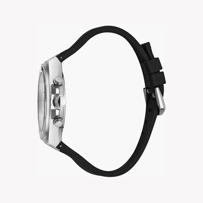 جاست كافالي ساعة جاست كافاللي JC1G139P0015 - ساعة رجالية أنيقة بهيكل فضي مع سوار مصنوع من السيليكون الأسود - Image 2