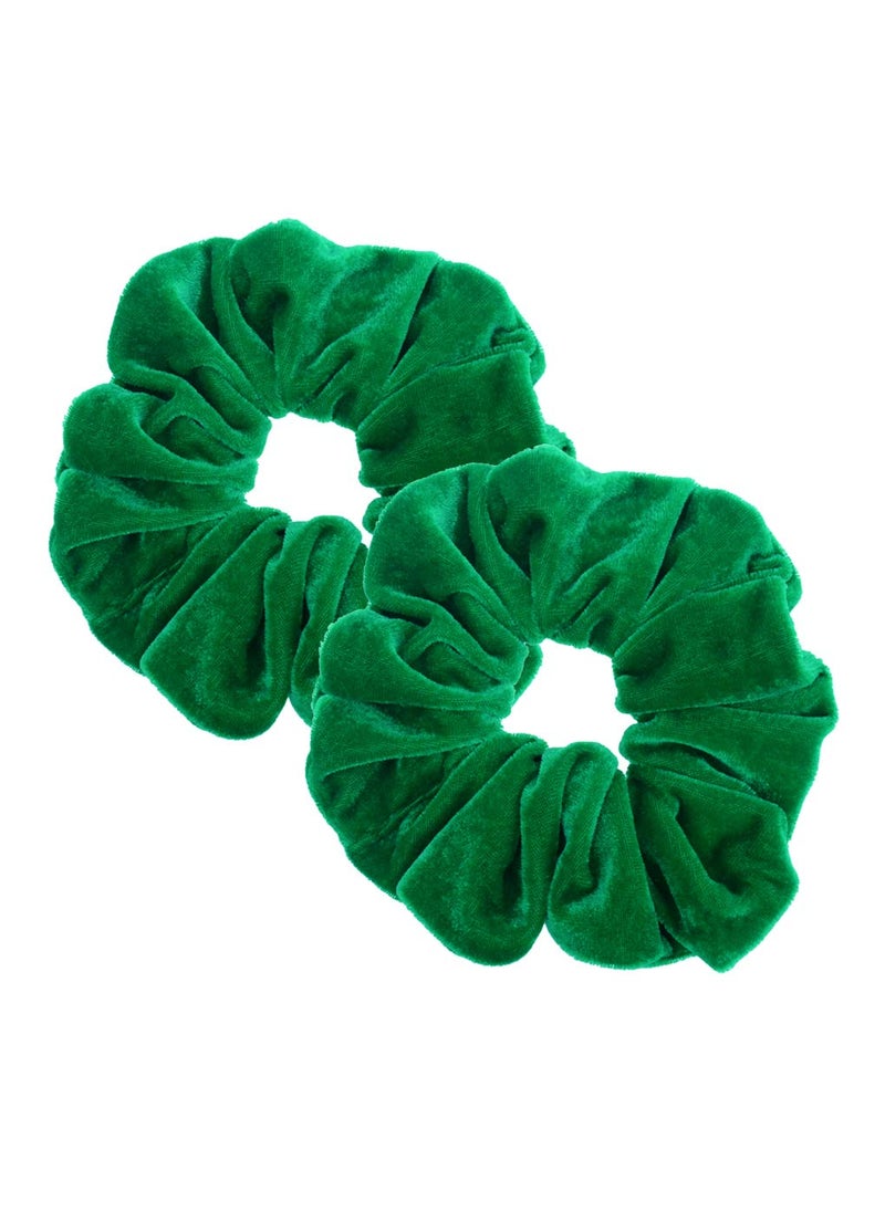 PIDOUDOU - 2 Pcs Green Color Large Velvet Scrunchies for Women Hair Ties - Image 1
