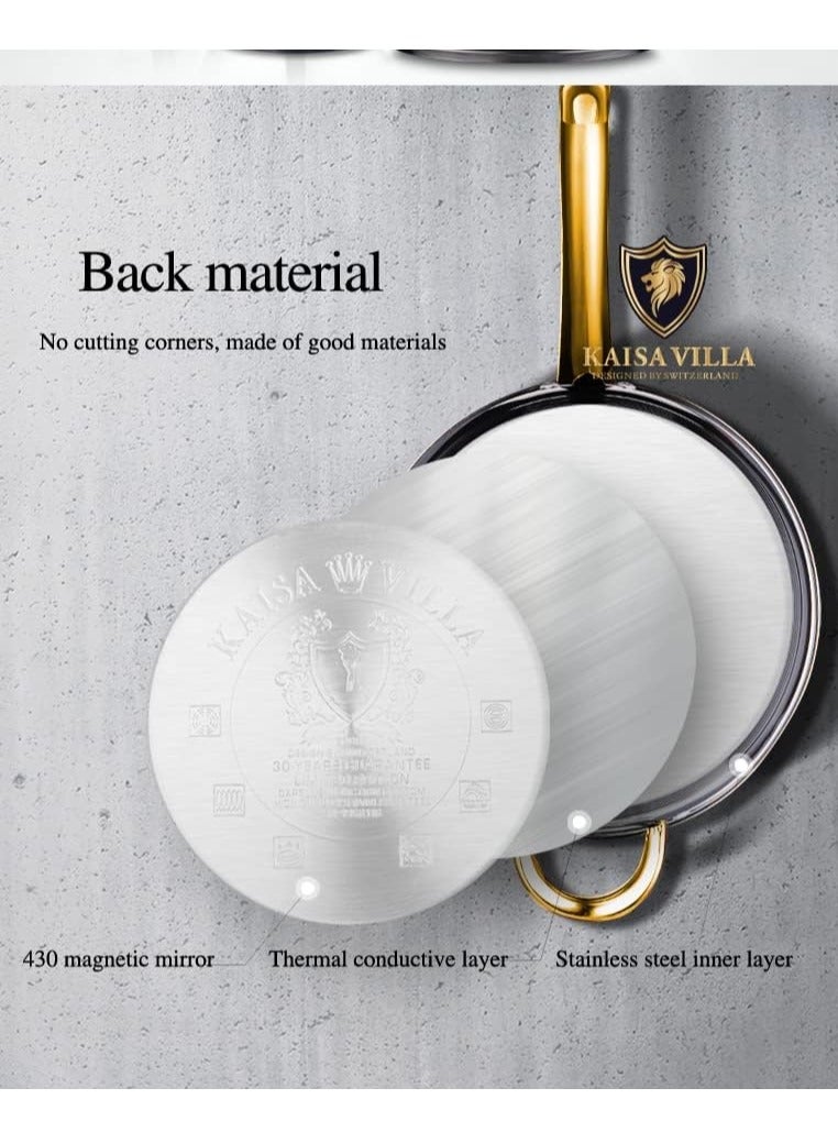 12 Pc Stainless Steel Deluxe Quality Cookware Pots And Frying pan Saucepans, 5 Layer Capsule Bottom Silver - Image 4