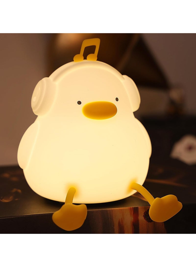 راكسوم مصباح موسيقي على شكل بطة ليلية من M Duck، مصباح بطة سيليكون لطيف، ضوء ليلي لغرفة الأطفال، ديكور غرفة قابل لإعادة الشحن، هدايا عيد ميلاد إبداعية للفتيات - Image 1