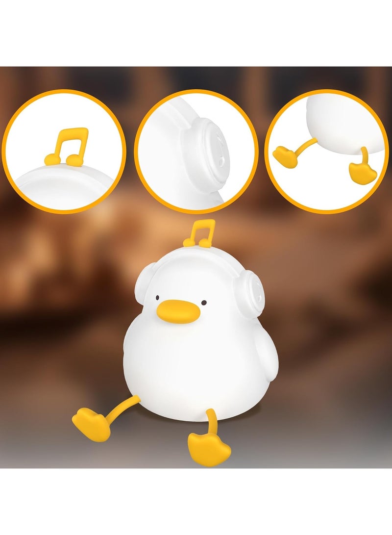راكسوم مصباح موسيقي على شكل بطة ليلية من M Duck، مصباح بطة سيليكون لطيف، ضوء ليلي لغرفة الأطفال، ديكور غرفة قابل لإعادة الشحن، هدايا عيد ميلاد إبداعية للفتيات - Image 2