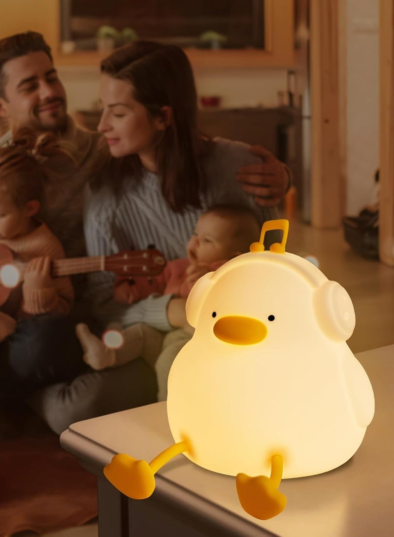 راكسوم مصباح موسيقي على شكل بطة ليلية من M Duck، مصباح بطة سيليكون لطيف، ضوء ليلي لغرفة الأطفال، ديكور غرفة قابل لإعادة الشحن، هدايا عيد ميلاد إبداعية للفتيات - Image 4