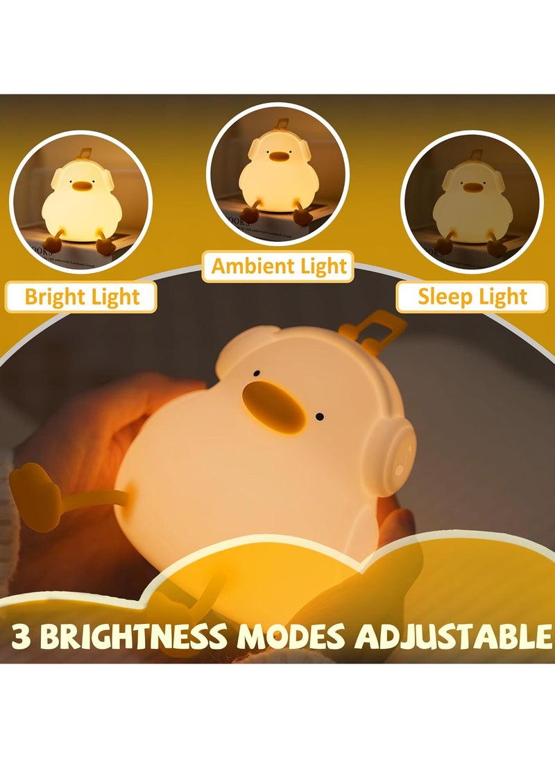 راكسوم مصباح موسيقي على شكل بطة ليلية من M Duck، مصباح بطة سيليكون لطيف، ضوء ليلي لغرفة الأطفال، ديكور غرفة قابل لإعادة الشحن، هدايا عيد ميلاد إبداعية للفتيات - Image 5