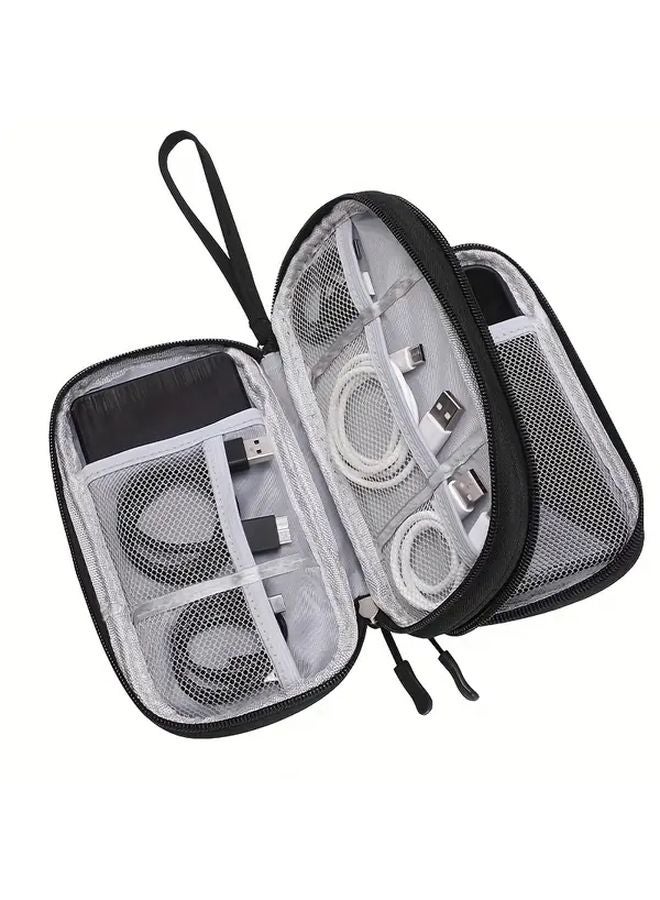 Black Digital Accessory Storage Bag Multiple Layers Hard Drive USB Flash Drive Headphones Case - Image 5