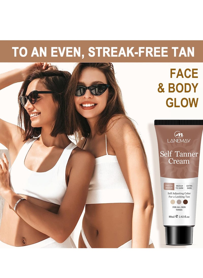 LANEMAY - Self Tanner -with Natural & Organic Ingredients, Moisturizing Self Tanning Lotion with Aloe Vera & Coconut for a Natural Glow, Streak-Free Fake Tan, Medium to Dark - Image 1