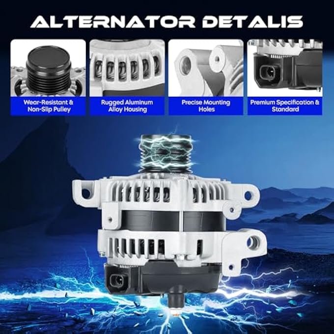 SEHNSUCHT Alternator Replacement New for Cadillac CTS 2005-2007 2.8L, for Cadillac CTS 2004-2007 3.6L, High Output Alternator Replace for 25756439 - Image 3
