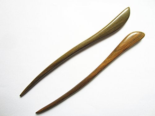 Myhsmooth Zz-gs-bt 2 Count Hair Sticks Natural Green Sandalwood Handmade Carved Hair Clip Shawl Hair Pins Pack of 2 Pcs:Swiming Fish - Image 1