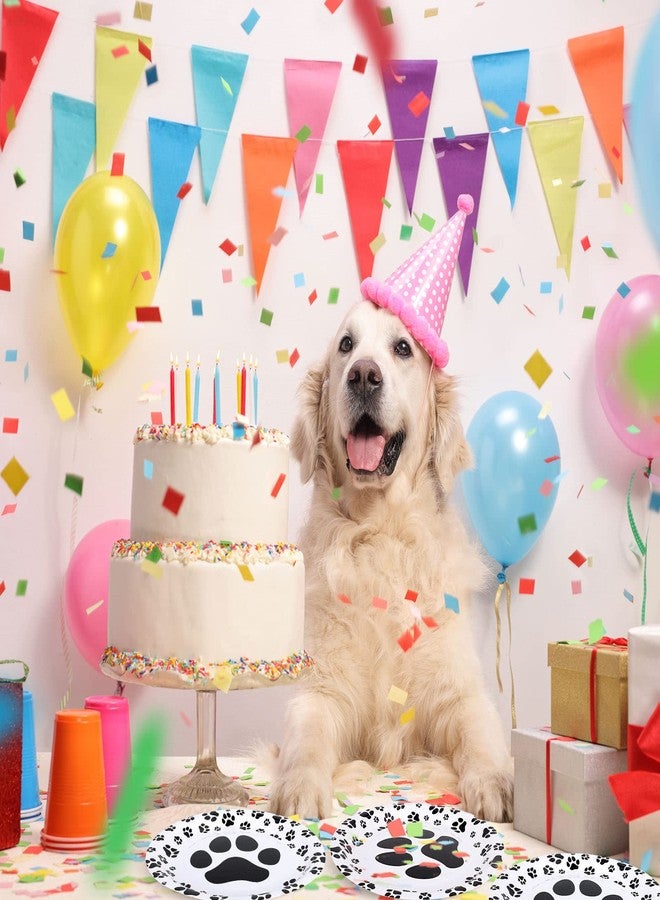 Whaline 50pcs Dog Paw Paper Plates, Disposable Cute Pet Paw Prints, 9 Inch, Black & White, Party Tableware, Dog Birthday, Puppy Theme Party Supplies - Image 4