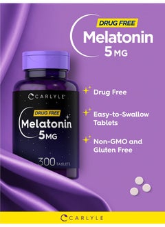 CARLYLE Carlyle Melatonin 5mg | 300 Tablets | Drug Free Supplement | Vegetarian, Non-GMO, Gluten Free  - Image 3