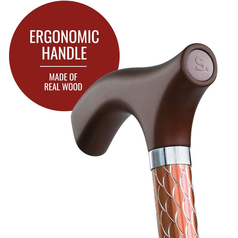 Switch Sticks Walking Cane for Men or Women, Foldable and Adjustable from 32-37 Inches, FSA and HSA Eligible, Engraved Cognac - Image 3