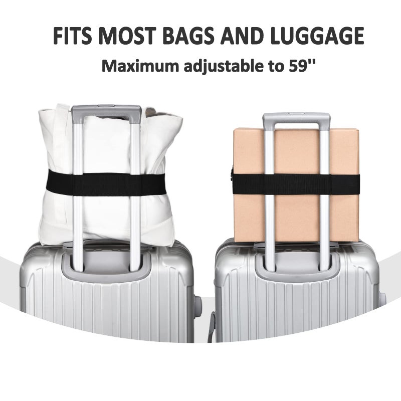 ZZM 2-in-1 Travel Belt Luggage Straps Over Handle for Carry On Bag,ZZM Elastic Add a Bag Bungees Luggage Belt Suitcases Adjustable with Alloy Buckle, Hands-Free for Airport,Trip (Black) - Image 3