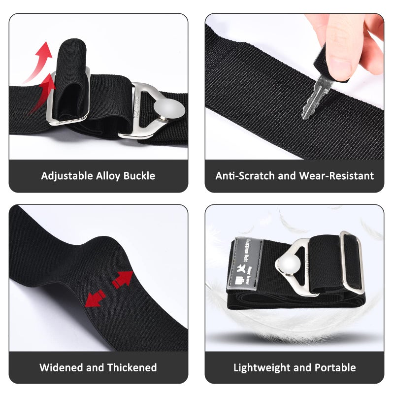 ZZM 2-in-1 Travel Belt Luggage Straps Over Handle for Carry On Bag,ZZM Elastic Add a Bag Bungees Luggage Belt Suitcases Adjustable with Alloy Buckle, Hands-Free for Airport,Trip (Black) - Image 5