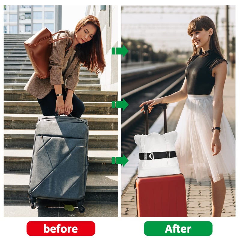 ZZM 2-in-1 Travel Belt Luggage Straps Over Handle for Carry On Bag,ZZM Elastic Add a Bag Bungees Luggage Belt Suitcases Adjustable with Alloy Buckle, Hands-Free for Airport,Trip (Black) - Image 2