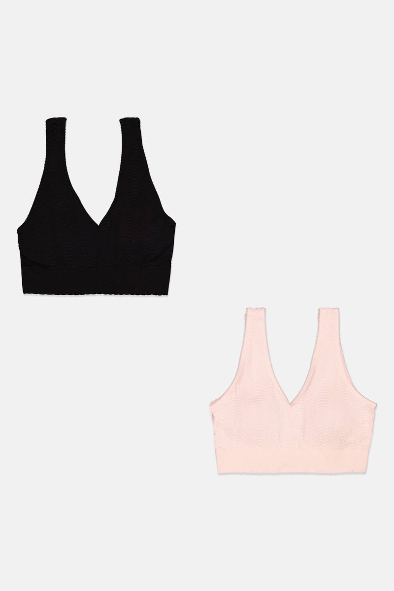 Capezio Women 2Pcs Removable Cup Lightly Padded Bralette, Pink  - Image 1
