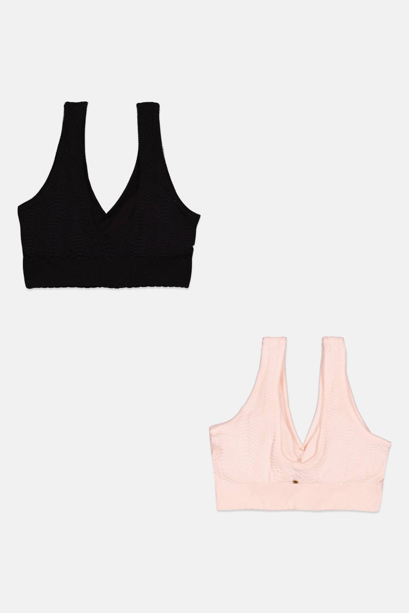 Capezio Women 2Pcs Removable Cup Lightly Padded Bralette, Pink  - Image 2